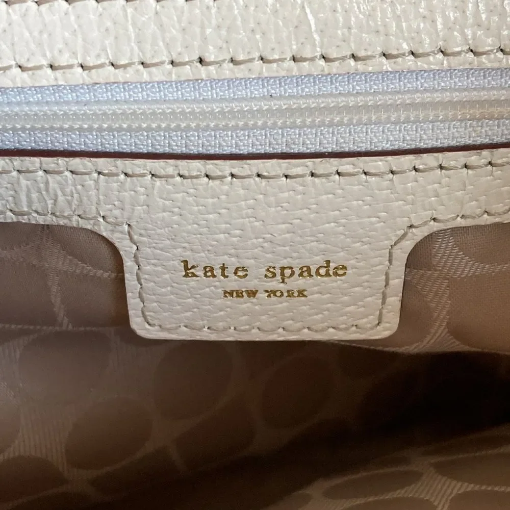 Kate Spade White Pebble Grain Leather Shoulder Bag Purse w/ Dust Bag